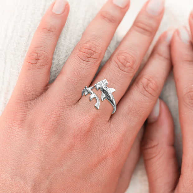 Hammerhead Shark Sterling Silver Wrap Ring by DiveSilver TRI2555