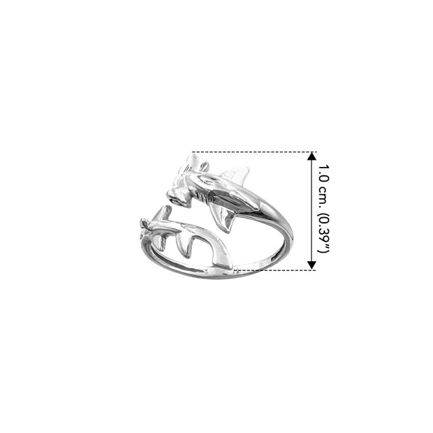 Hammerhead Shark Sterling Silver Wrap Ring by DiveSilver TRI2555