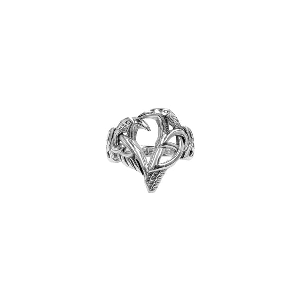 Love of The Mythical Celtic Heart Raven Sterling Silver Ring TRI2565