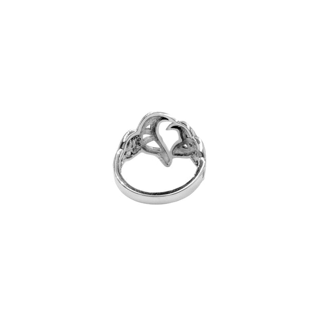 Love of The Mythical Celtic Heart Raven Sterling Silver Ring TRI2565