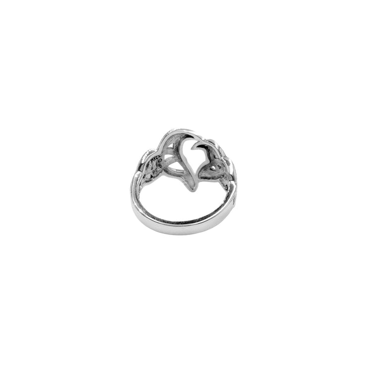 Love of The Mythical Celtic Heart Raven Sterling Silver Ring TRI2565