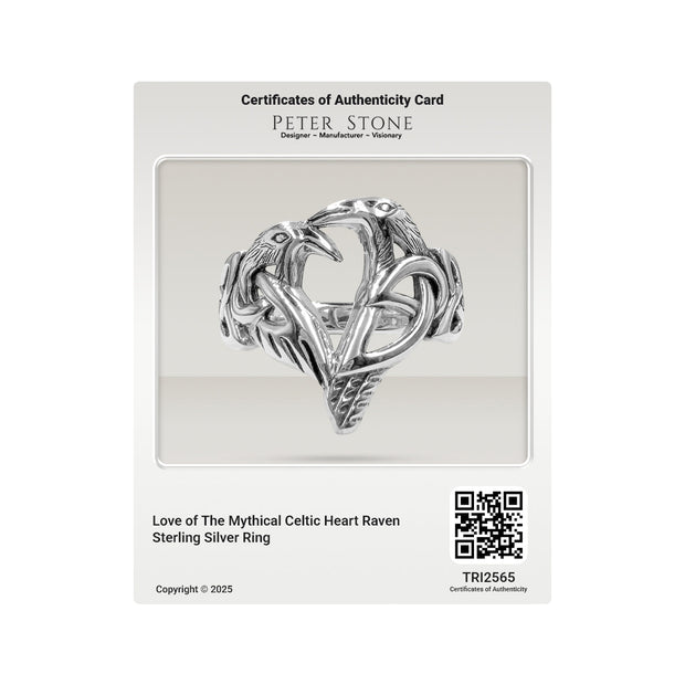 Love of The Mythical Celtic Heart Raven Sterling Silver Ring TRI2565