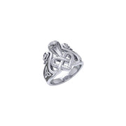 Triple Snake with Celtic Heart Sterling Silver Ring TRI2567