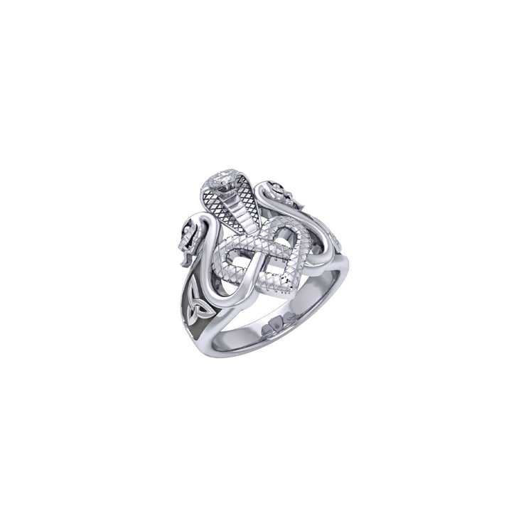 Triple Snake with Celtic Heart Sterling Silver Ring TRI2567