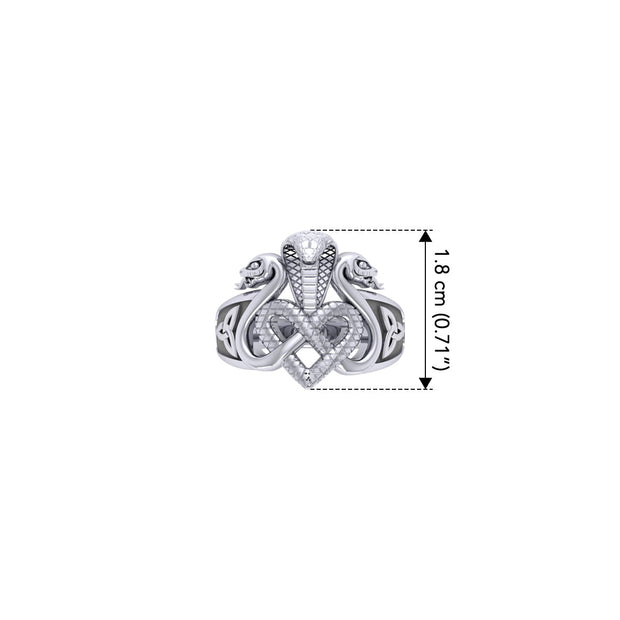 Triple Snake with Celtic Heart Sterling Silver Ring TRI2567