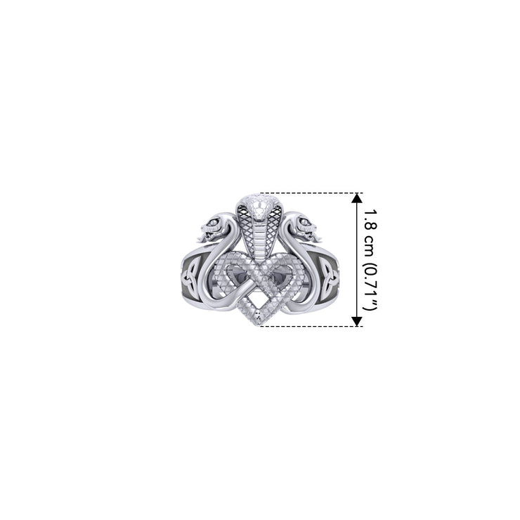 Triple Snake with Celtic Heart Sterling Silver Ring TRI2567