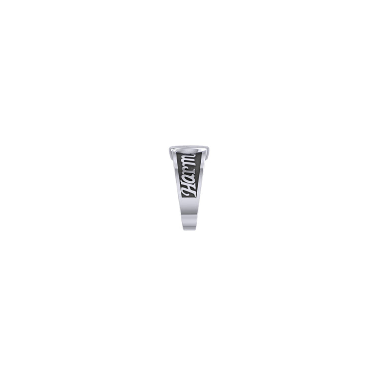 Harm None with Peace Symbols Sterling Silver Ring TRI2579