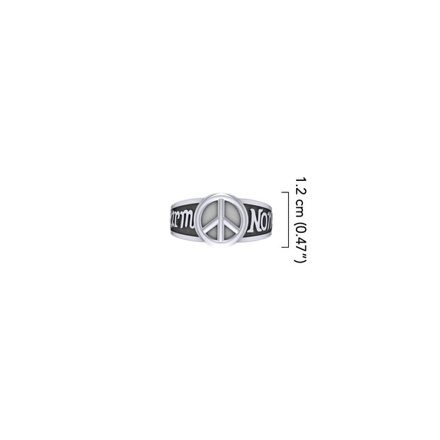 Harm None with Peace Symbols Sterling Silver Ring TRI2579