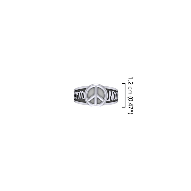 Harm None with Peace Symbols Sterling Silver Ring TRI2579