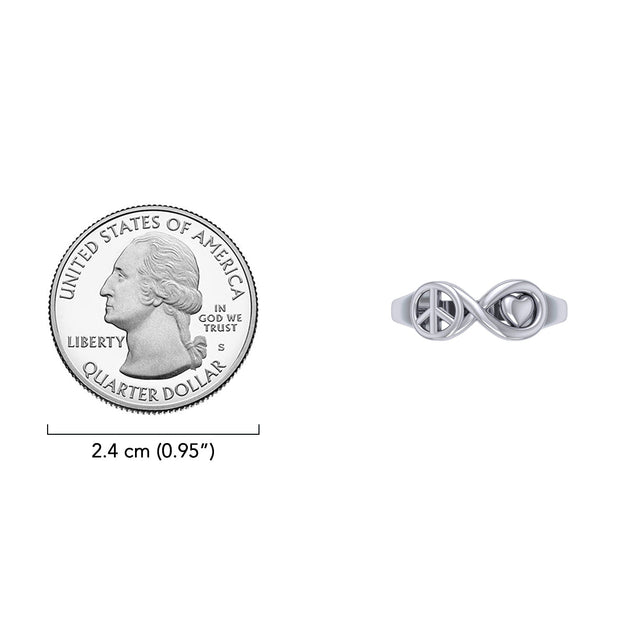 Peace Infinity Heart Sterling Silver Ring TRI2580