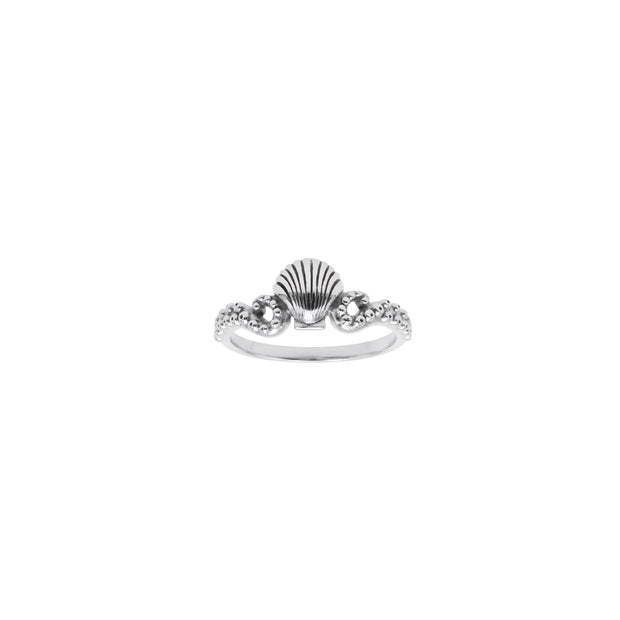 Shell with Octopus Tentacles Sterling Silver Ring TRI2582