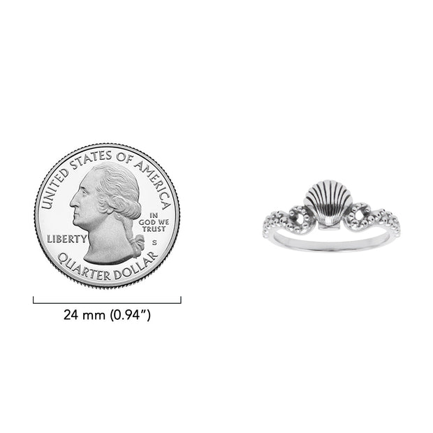 Shell with Octopus Tentacles Sterling Silver Ring TRI2582