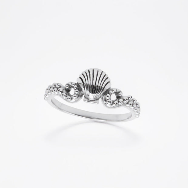 Shell with Octopus Tentacles Sterling Silver Ring TRI2582