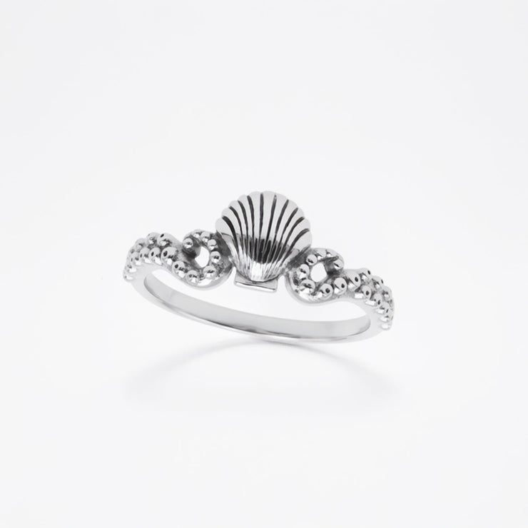 Shell with Octopus Tentacles Sterling Silver Ring TRI2582