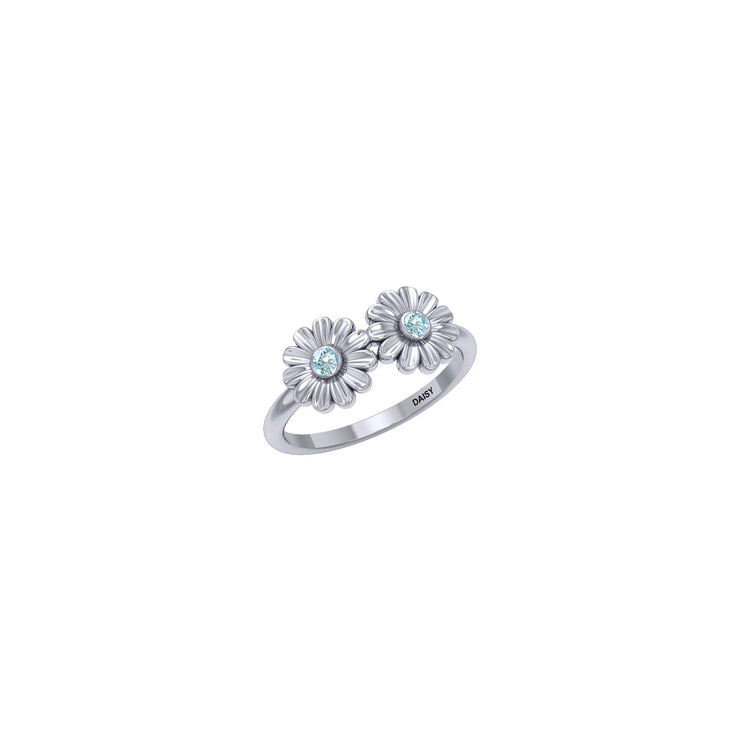 Daisy Sterling Silver Ring with Gemstones TRI2589