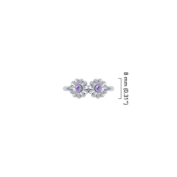 Daisy Sterling Silver Ring with Gemstones TRI2589