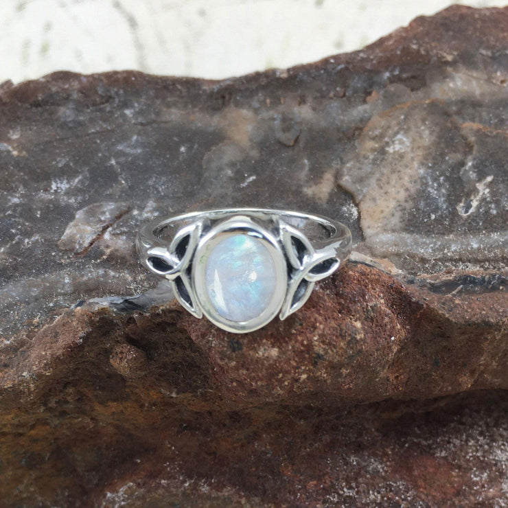 Celtic Triquetra Sterling Silver Ring With Gemstone TRI887