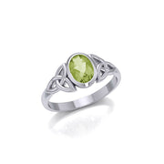 Celtic Triquetra Sterling Silver Ring With Gemstone TRI887