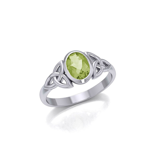 Celtic Triquetra Sterling Silver Ring With Gemstone TRI887