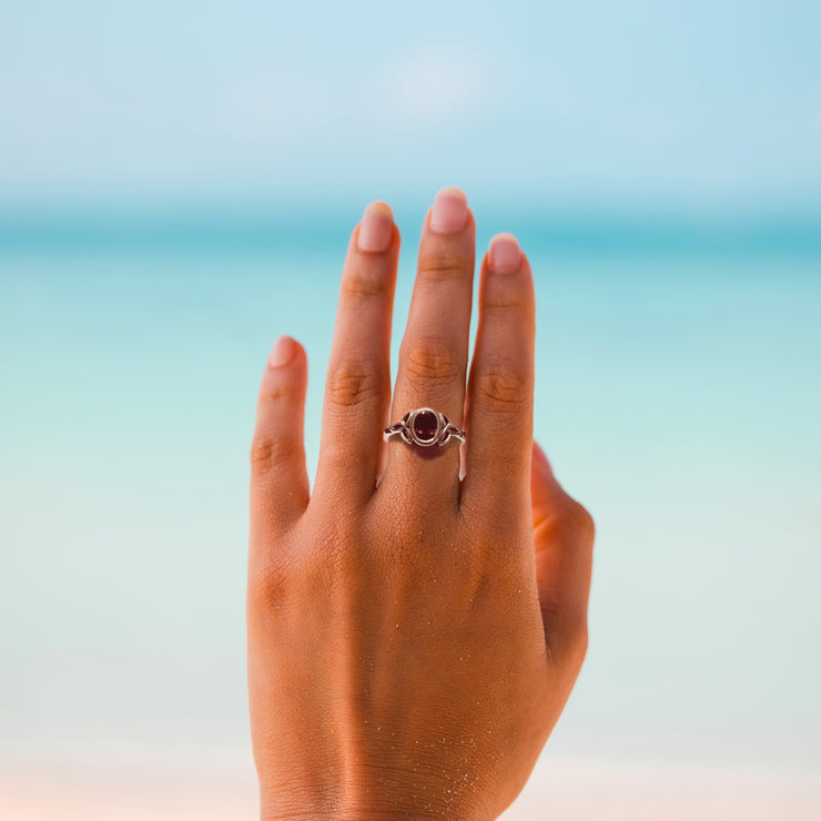 Celtic Triquetra Sterling Silver Ring With Gemstone TRI887