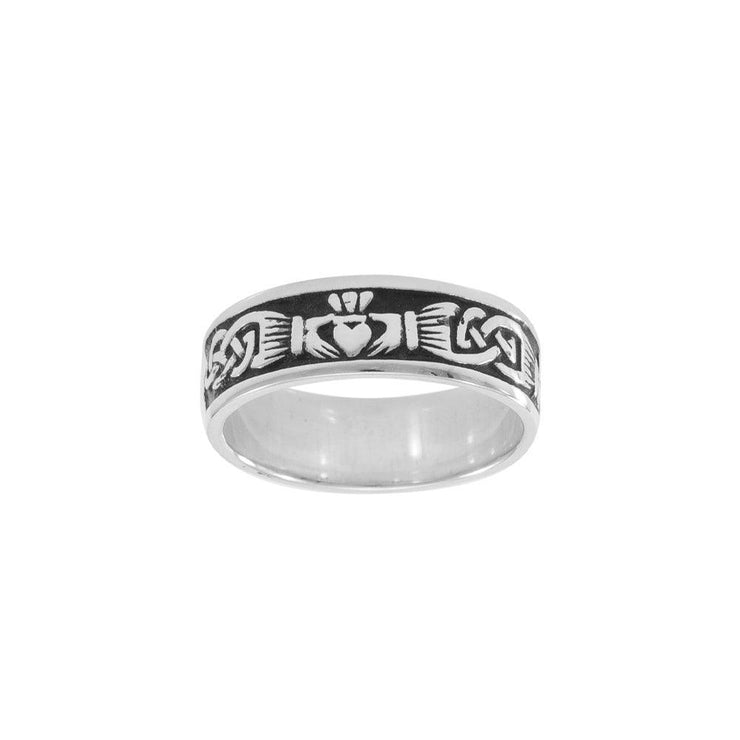 In a thousand years of love and eternity ~ Celtic Knotwork Claddagh Sterling Silver Ring TRI969 - Wholesale Jewelry