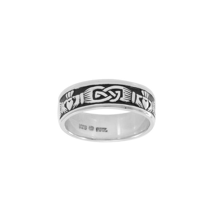 In a thousand years of love and eternity ~ Celtic Knotwork Claddagh Sterling Silver Ring TRI969 - Wholesale Jewelry