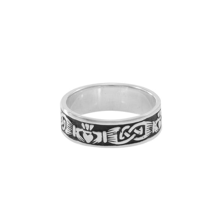 In a thousand years of love and eternity ~ Celtic Knotwork Claddagh Sterling Silver Ring TRI969 - Wholesale Jewelry