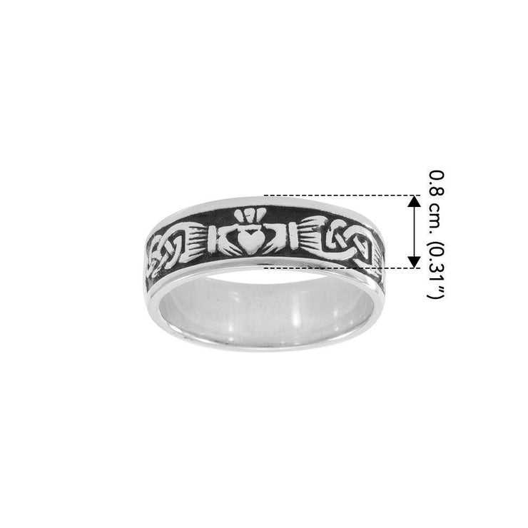 In a thousand years of love and eternity ~ Celtic Knotwork Claddagh Sterling Silver Ring TRI969 - Wholesale Jewelry