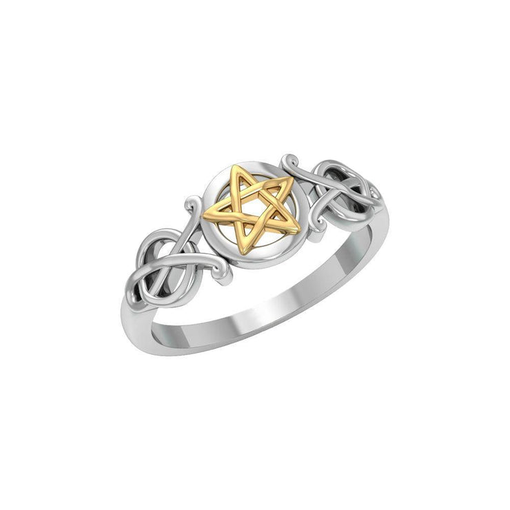 Silver Pentagram Pentacle Ring TRV1745 - Wholesale Jewelry