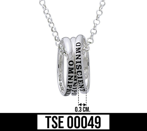 Empowering Words Omniscient Omnipotent Omnipresent Sterling Silver Ring With chain TSE049