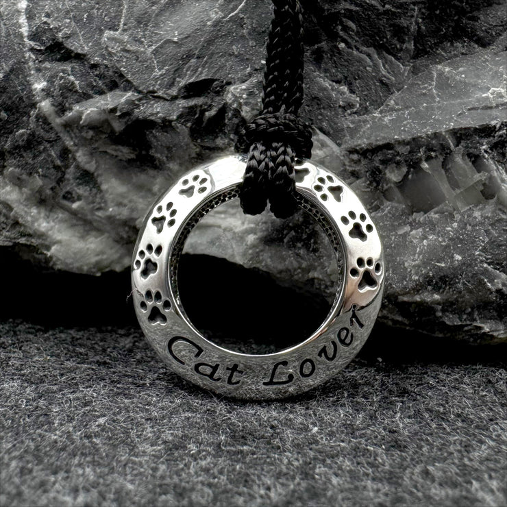 Cat Lover Sterling Silver Pendant and Cord Set TSE261