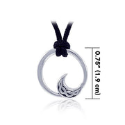 Celtic Knot Crescent Moon Sterling Silver Pendant with Nylon Cord Set TSE526