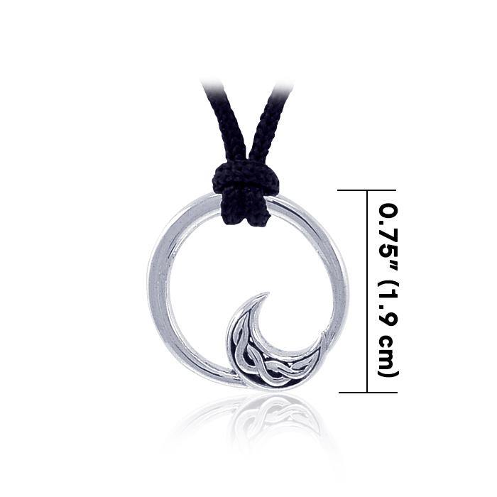 Celtic Knot Crescent Moon Sterling Silver Pendant with Nylon Cord Set TSE526