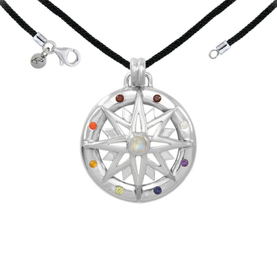 Compass Rose Sterling Silver Gemstone Necklace Set TSE688