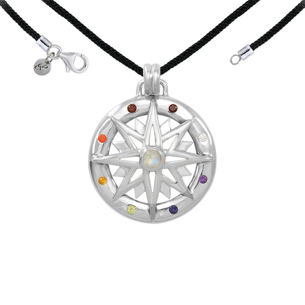 Compass Rose Sterling Silver Gemstone Necklace Set TSE688