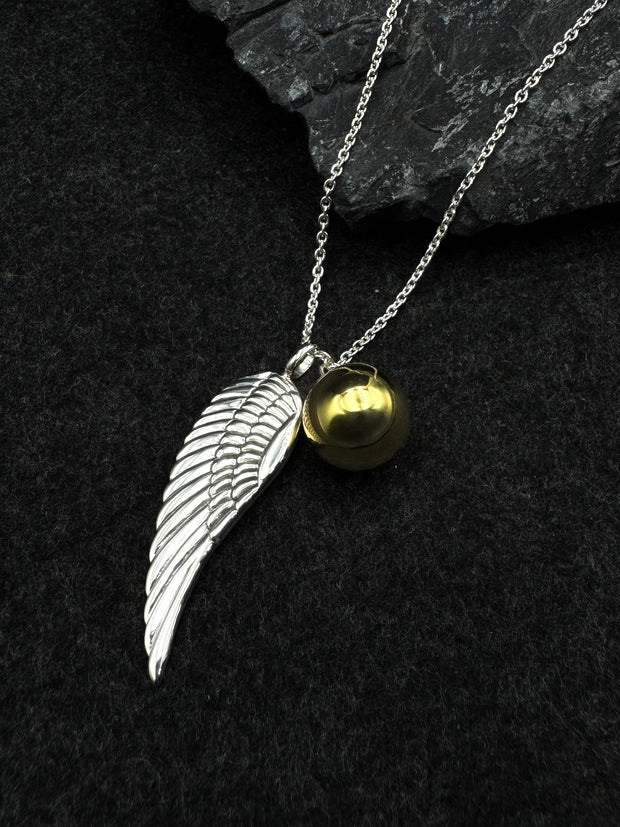 Angels Wing With Globe Ball Necklace TSE711P