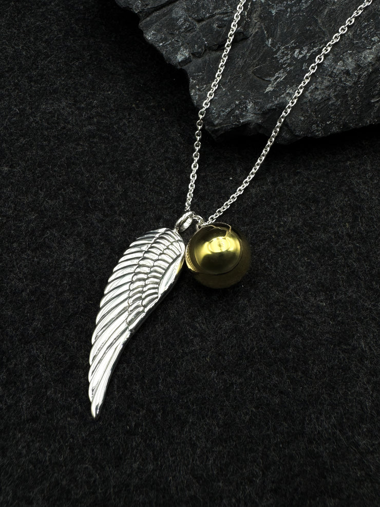 Angels Wing With Globe Ball Necklace TSE711P