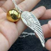 Angels Wing Sterling Silver Necklace With Globe Ball TSE711P