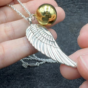 Angels Wing Sterling Silver Necklace With Globe Ball TSE711P