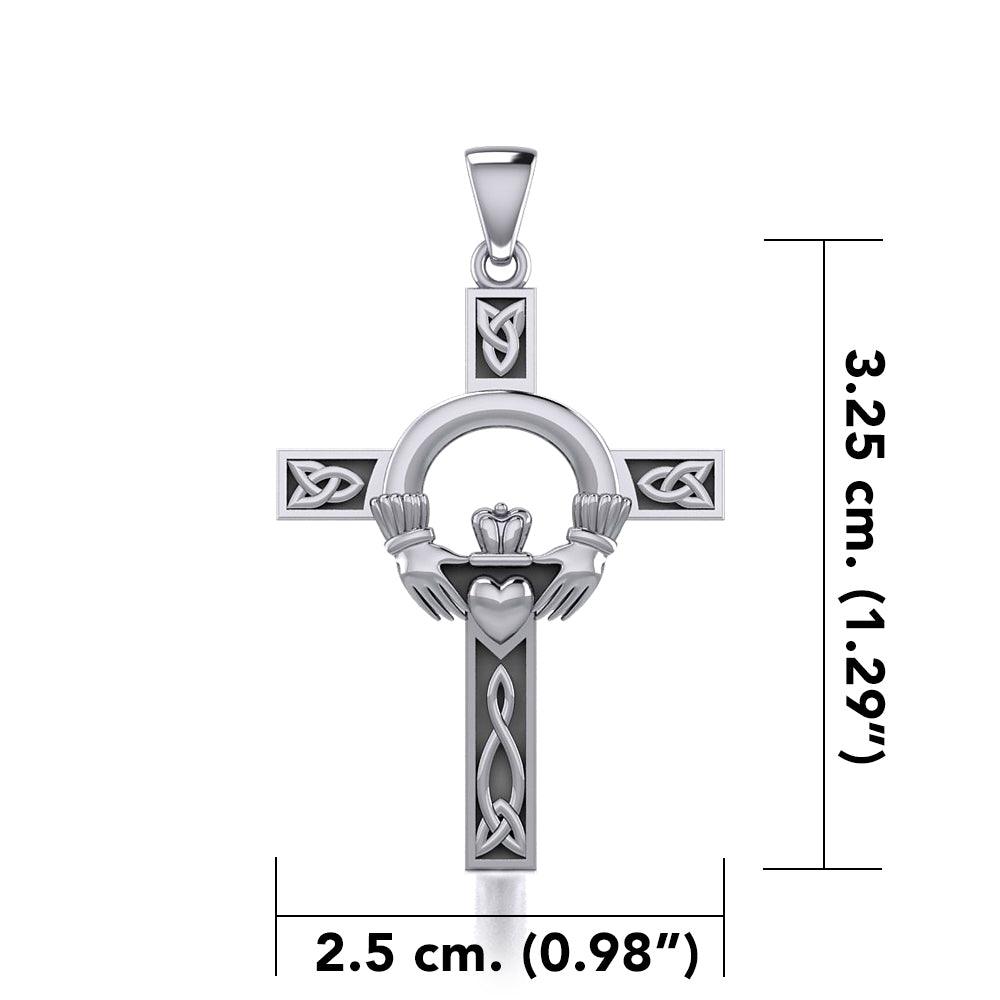 Celtic Cross and Irish Claddagh Silver Pendant TP1704 Jewerly