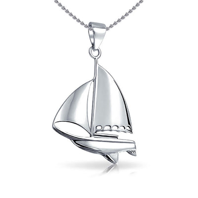 Sterling Silver Sailboat Pendant With Chain Set TSE750