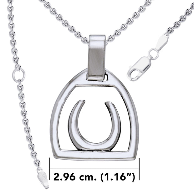 Horseshoe Stirrup Silver Pendant with Chain Set TSE966