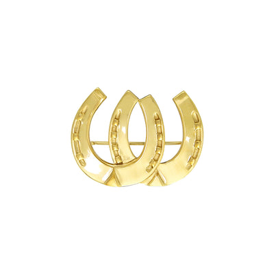 Double Horseshoe Sterling Silver with Gold Vermeil Plate Brooch VBC070