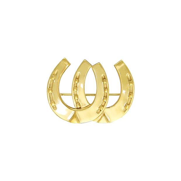 Double Horseshoe Sterling Silver with Gold Vermeil Plate Brooch VBC070