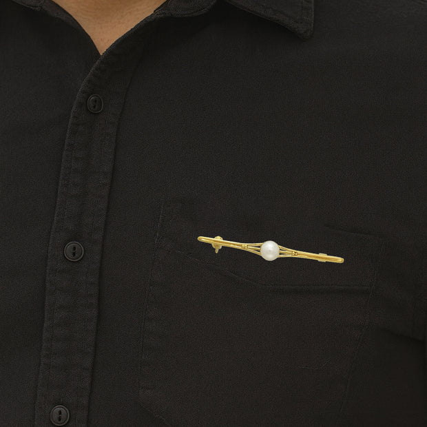 Equestrian Elegance Bar with Pearl Sterling Silver Brooch TBC077
