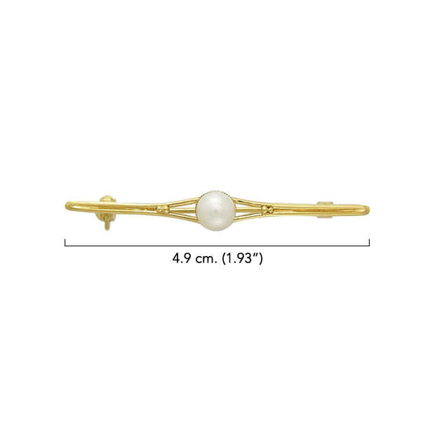 Equestrian Elegance Bar with Pearl Sterling Silver Brooch TBC077