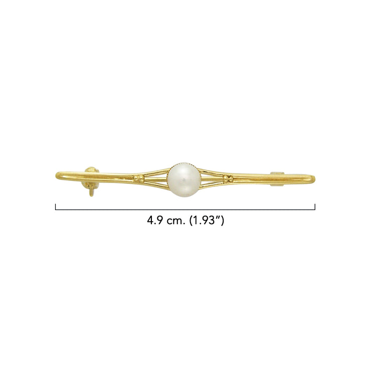 Equestrian Elegance Bar with Pearl Sterling Silver Brooch TBC077