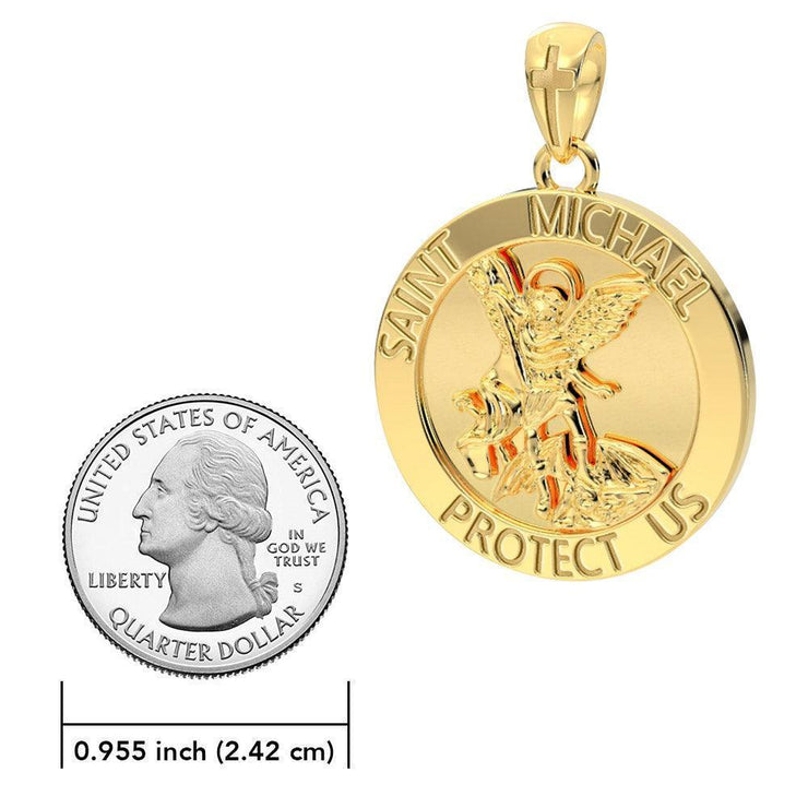 Saint Michael Vermeil Pendant VPD4564 - Wholesale Jewelry