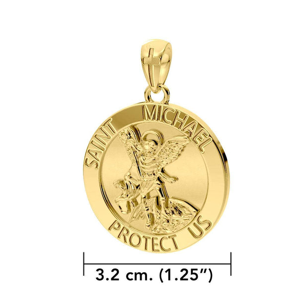 Saint Michael Vermeil Pendant VPD4564 - Wholesale Jewelry