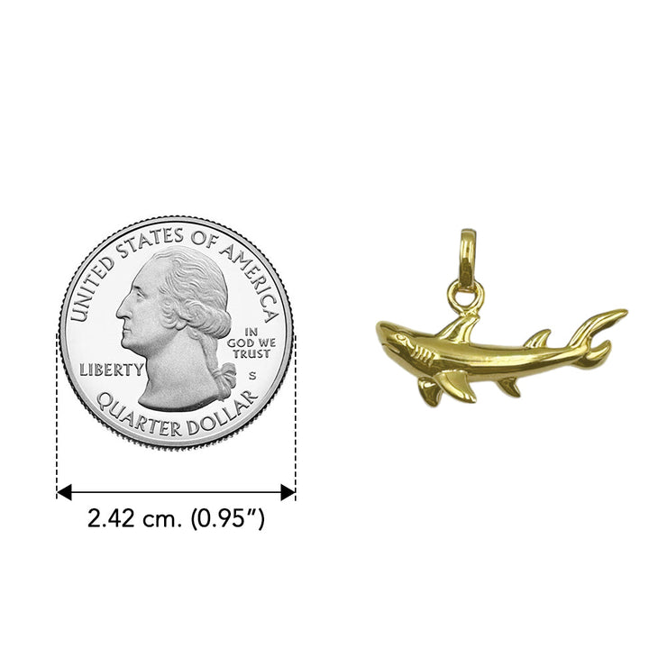 Graceful Guardian Sterling Silver with 14K Vermeil Plate Shark Pendant by Peter Stone VPD6225